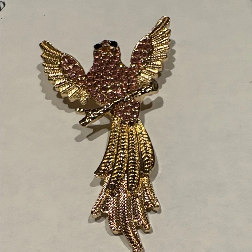 🌹New Arrival🌹Gold and Pink Parrot Brooch Pin - Decorative Bird Accessory